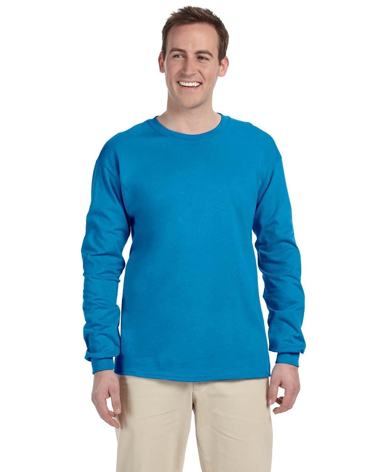 Fruit of The Loom 4930 HD Cotton Long Sleeve T-Shirt - Pacific Blue, L