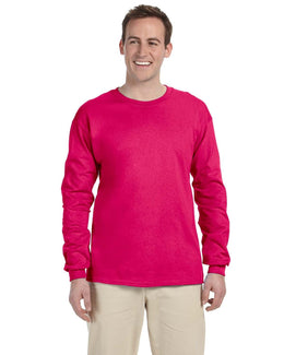 Fruit of the Loom Lightweight Long Sleeve T-Shirt 4930 | Cyber Pink - Front