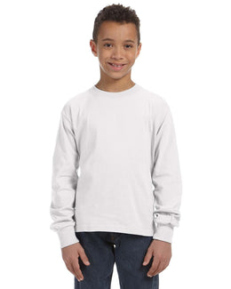 Fruit of the Loom Youth Heavy Cotton Long Sleeve T-Shirt 4930B | White - Front