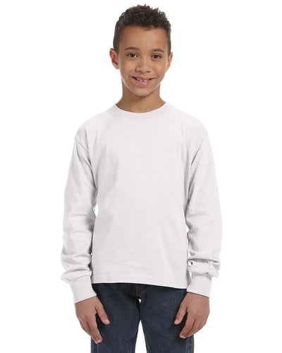 Fruit of the Loom Youth Heavy Cotton Long Sleeve T-Shirt 4930B | White - Front
