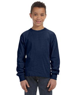 Fruit of the Loom Youth Heavy Cotton Long Sleeve T-Shirt 4930B | J Navy - Front