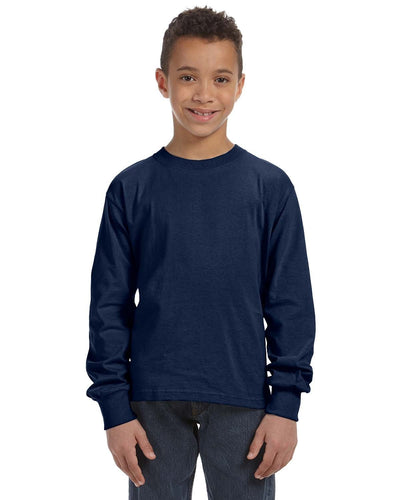 Fruit of the Loom Youth Heavy Cotton Long Sleeve T-Shirt 4930B | J Navy - Front