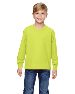 Fruit of the Loom Youth Heavy Cotton Long Sleeve T-Shirt 4930B | Safety Green - Front