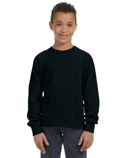 Fruit of the Loom Youth Heavy Cotton Long Sleeve T-Shirt 4930B | Black - Front