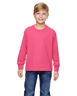 Fruit of the Loom Youth Heavy Cotton Long Sleeve T-Shirt 4930B | Neon Pink - Front