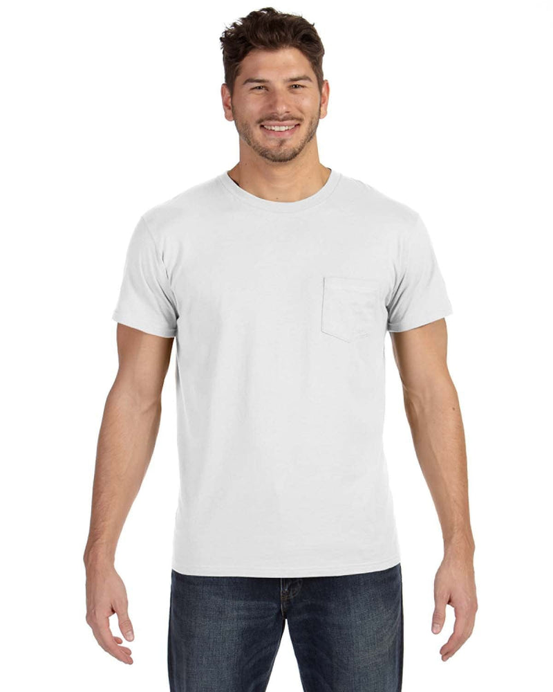 Hanes white t shirts with on sale pocket