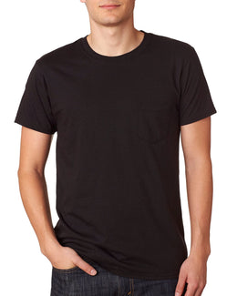 Hanes 100% Ringspun Cotton Nano Pocket T-Shirt 498P | Black - Front