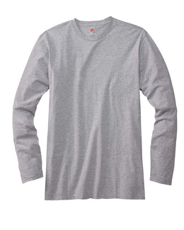 Hanes 100% Ringspun Cotton Nano-T Long Sleeve T-Shirt 498L | Light Steel - Front