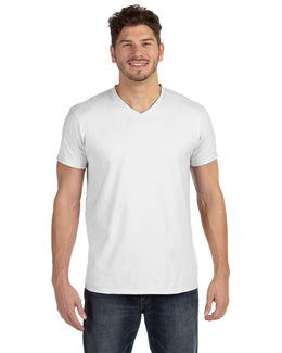 Hanes 4.5 oz. 100% Ringspun Cotton Nano-T V-Neck T-Shirt 498V | White - Front