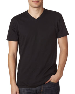 Hanes 4.5 oz. 100% Ringspun Cotton Nano-T V-Neck T-Shirt 498V | Black - Front