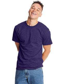 Hanes Beefy-T T-Shirt 5180 | Grape Smash Hthr - Front