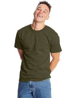 Hanes Beefy-T T-Shirt 5180 | Military Grn Hth - Front