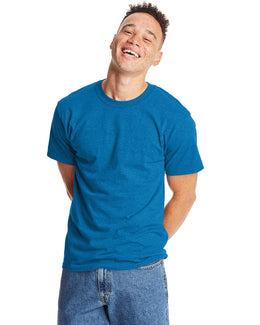 Hanes Beefy-T T-Shirt 5180 | Sapphire Ppr Hth - Front