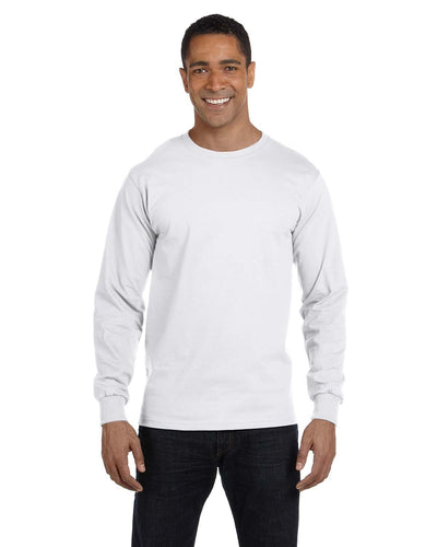 Hanes Long Sleeve Beefy-T T-Shirt 5186 | White - Front