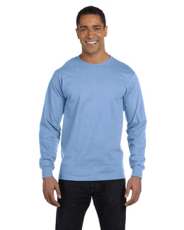 Hanes Long Sleeve Beefy-T T-Shirt 5186 | Light Blue - Front