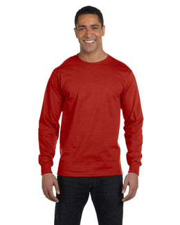 Hanes Long Sleeve Beefy-T T-Shirt 5186 | Deep Red - Front