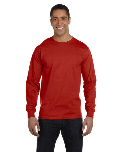 Hanes Long Sleeve Beefy-T T-Shirt 5186 | Deep Red - Front