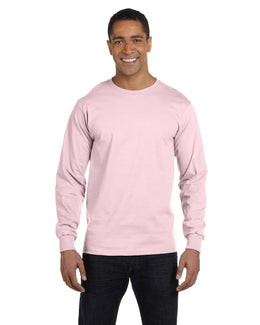 Hanes Long Sleeve Beefy-T T-Shirt 5186 | Pale Pink - Front