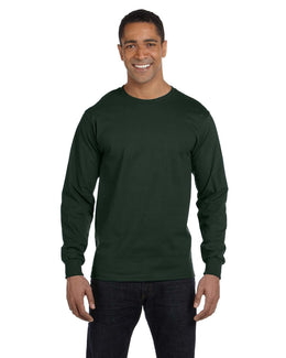 Hanes Long Sleeve Beefy-T T-Shirt 5186 | Deep Forest - Front