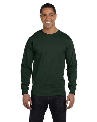 Hanes Long Sleeve Beefy-T T-Shirt 5186 | Deep Forest - Front