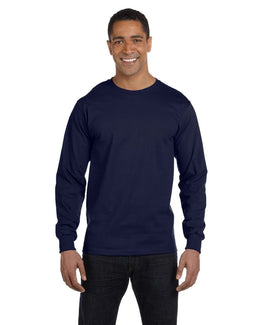 Hanes Long Sleeve Beefy-T T-Shirt 5186 | Navy - Front