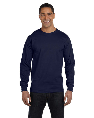 Hanes Long Sleeve Beefy-T T-Shirt 5186 | Navy - Front