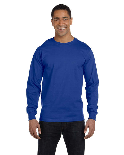 Hanes Long Sleeve Beefy-T T-Shirt 5186 | Deep Royal - Front