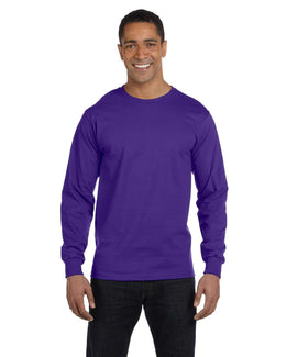 Hanes Long Sleeve Beefy-T T-Shirt 5186 | Purple - Front