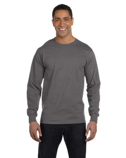 Hanes Long Sleeve Beefy-T T-Shirt 5186 | Smoke Gray - Front