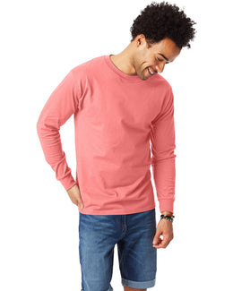 Hanes Long Sleeve Beefy-T T-Shirt 5186 | Charisma Coral - Front