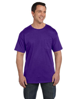 Hanes Beefy-T Pocket T-Shirt 5190P | Purple - Front