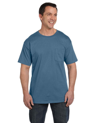 Hanes Beefy-T Pocket T-Shirt 5190P | Denim Blue - Front