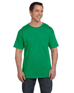 Hanes Beefy-T Pocket T-Shirt 5190P | Kelly Green - Front