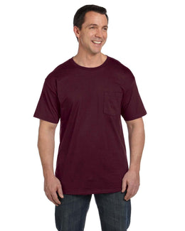 Hanes Beefy-T Pocket T-Shirt 5190P | Maroon - Front