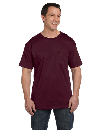 Hanes Beefy-T Pocket T-Shirt 5190P | Maroon - Front