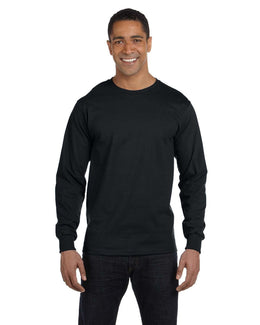 Hanes ComfortSoft Cotton Long Sleeve T-Shirt 5286 | Black - Front