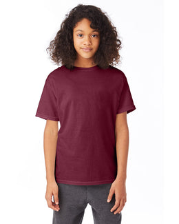 Hanes Youth Heavyweight 50/50 T-Shirts 5370 | Maroon - Front