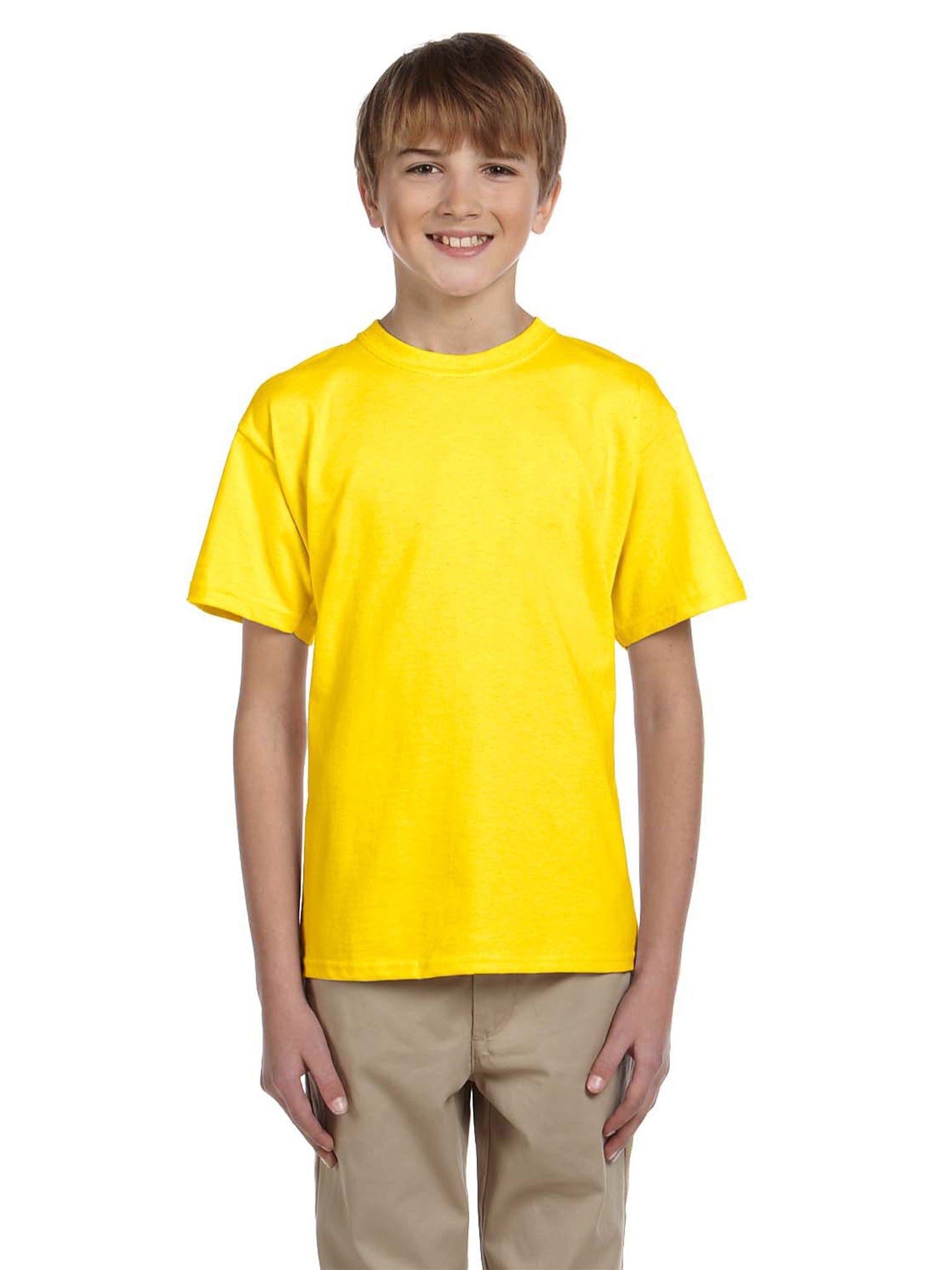 Hanes Youth EcoSmart T-Shirt - 50/50 Cotton/Poly, Made With Recycled Plastic, Purple Small