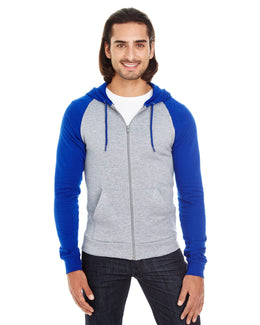 American Apparel Unisex California Fleece Zip Hoodie 5497W | Hthr Grey/ Lapis - Front