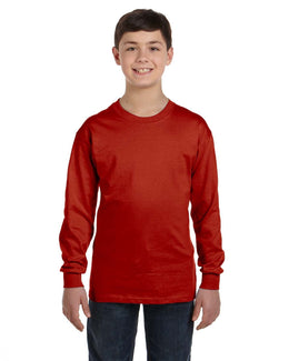 Hanes Youth Tagless ComfortSoft Long Sleeve T-Shirt 5546 | Deep Red - Front