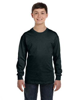 Hanes Youth Tagless ComfortSoft Long Sleeve T-Shirt 5546 | Black - Front