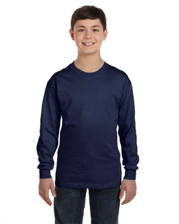 Hanes Youth Tagless ComfortSoft Long Sleeve T-Shirt 5546 | Navy - Front