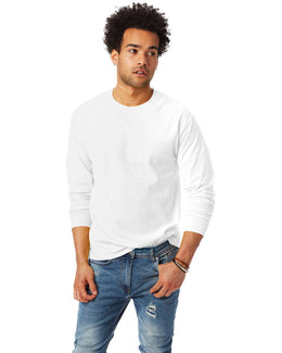 Hanes Tagless ComfortSoft Long Sleeve T-Shirt 5586 | White - Front