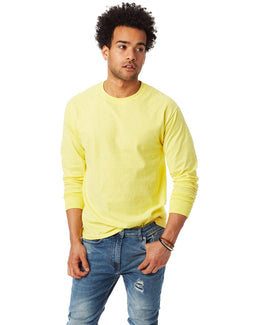 Hanes Tagless ComfortSoft Long Sleeve T-Shirt 5586 | Yellow - Front