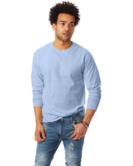 Hanes Tagless ComfortSoft Long Sleeve T-Shirt 5586 | Light Blue - Front