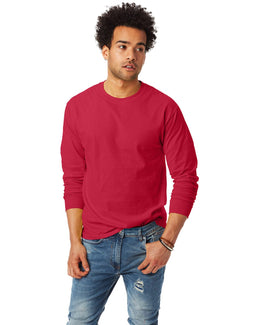Hanes Tagless ComfortSoft Long Sleeve T-Shirt 5586 | Deep Red - Front