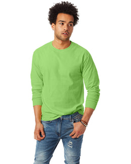 Hanes Tagless ComfortSoft Long Sleeve T-Shirt 5586 | Lime - Front