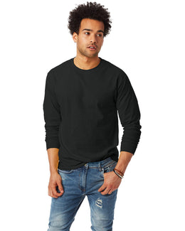 Hanes Tagless ComfortSoft Long Sleeve T-Shirt 5586 | Black - Front