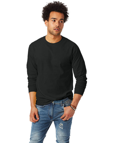 Hanes Tagless ComfortSoft Long Sleeve T-Shirt 5586 | Black - Front
