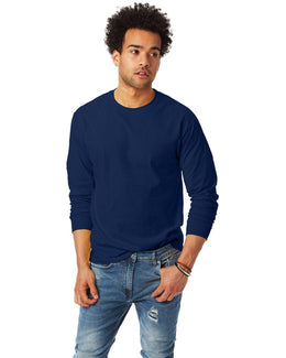 Hanes Tagless ComfortSoft Long Sleeve T-Shirt 5586 | Navy - Front